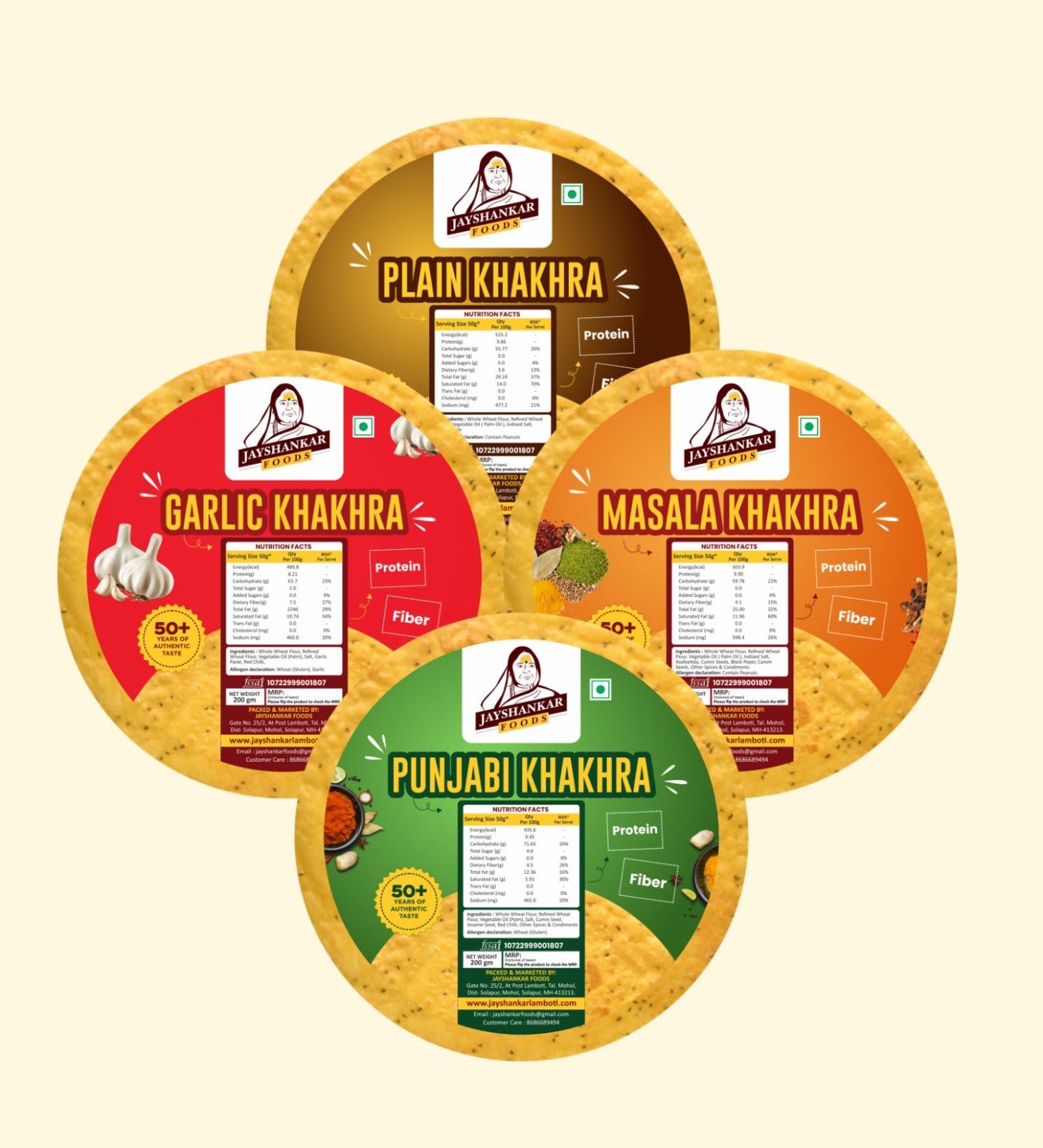 Khakhra Combo (Plain, Garlic, Masala & Punjabi)