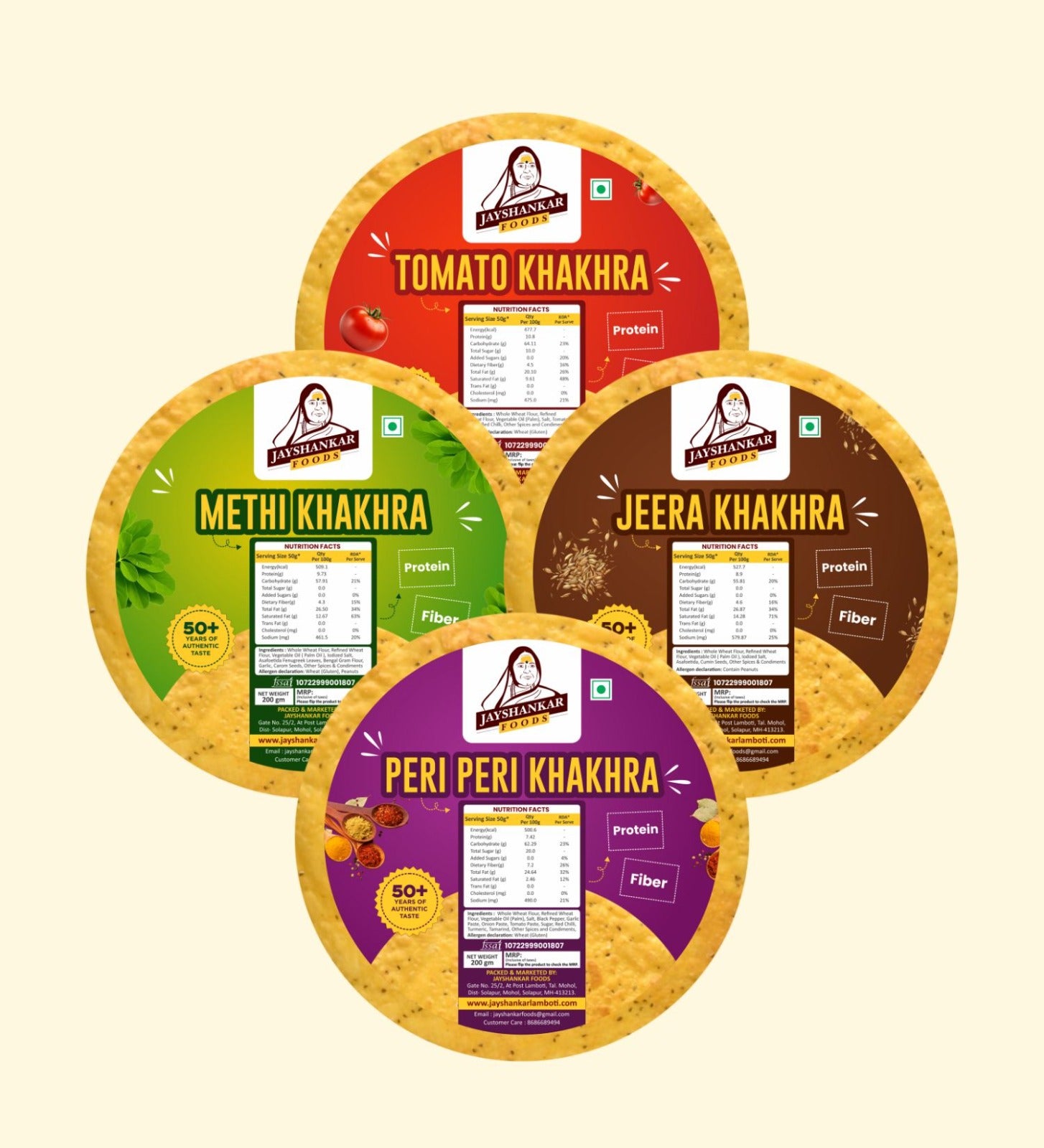 Khakhra Combo (Tomato, Methi, Pepi peri &amp; Jeera)